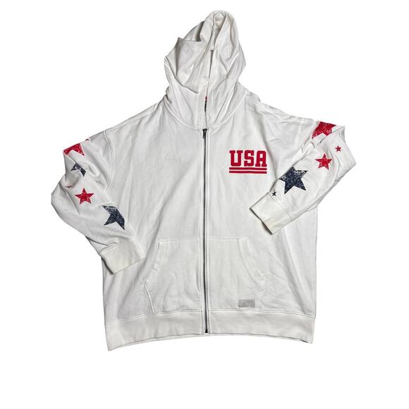 Eddie Bauer XL USA Zip Hoodie White with Stars – 4th of July Patriotic - Picture 1 of 6